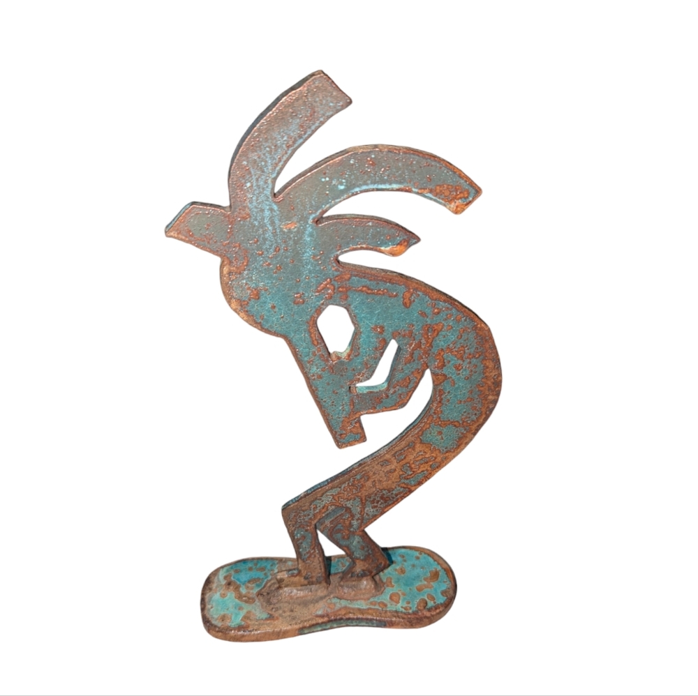 Vintage Kokopelli Metal Rustic Egyptian Dancer Flute Unqiue Modern Ethereal Art
